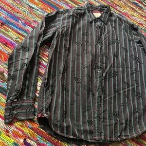 Italina Black and Red Striped Paisley Shirt